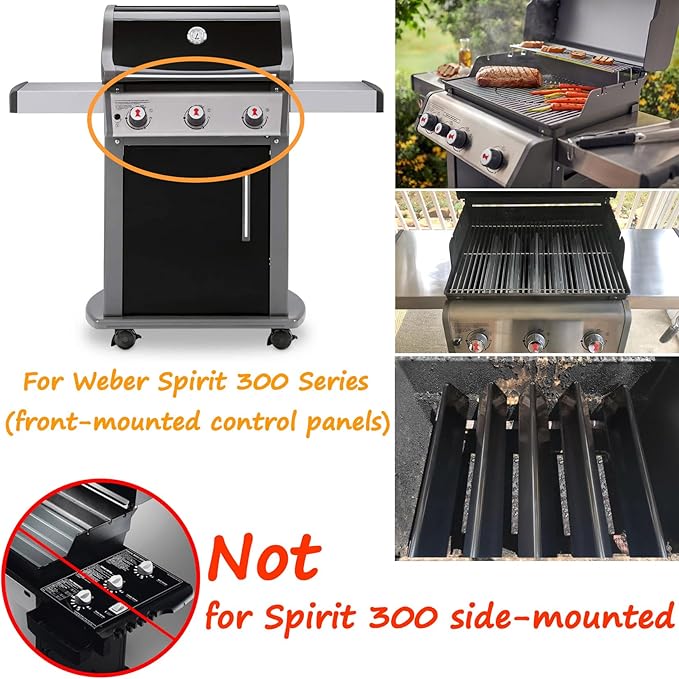 GasSaf 15.3 inch Flavorizer Bars Replacement for Weber 7636, Spirit I & Spirit II 300 S310 S320 E310 E320, Weber 46510001, 47513101 Gas Grill Front Controls, 5 PCS Porcelain Enameled Steel Flavor Bar