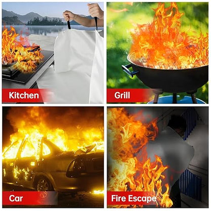Fire Blanket - Thick Fire Blanket Fire Suppression Blanket - Fire Blankets Emergency for People - Fire Safety Blanket with Emergency Whistles - Fireblanket for Kitchen, Home