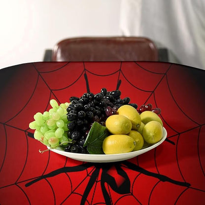 Spider Web Tablecloth, Big Spider Black Spiderweb Water Resistant Wipeable Table Cover for Picnic Party Holiday Kitchen Dinner Table 60"x120"