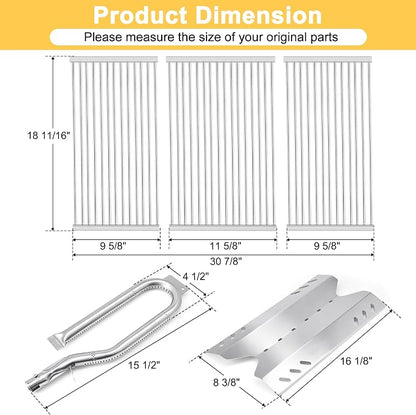 Grill Parts for Members Mark BQ05046-6 BQ05046-6-A BQ06042-1 BQ05046-6A, Stainless Steel Heat Plates, Burners and Grill Grates Replacement for Members Mark Gas Grill