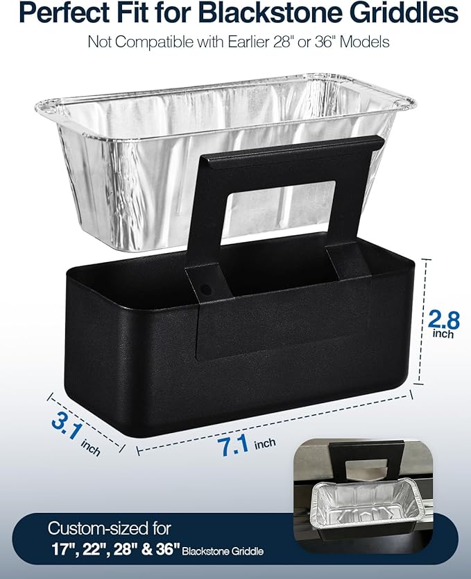 Blackstone Grease Cup, Grease Catcher, Drip Pan with 20 Pack Grease Cup Liners for 17 22 28 and 36 inch Blackstone Griddle