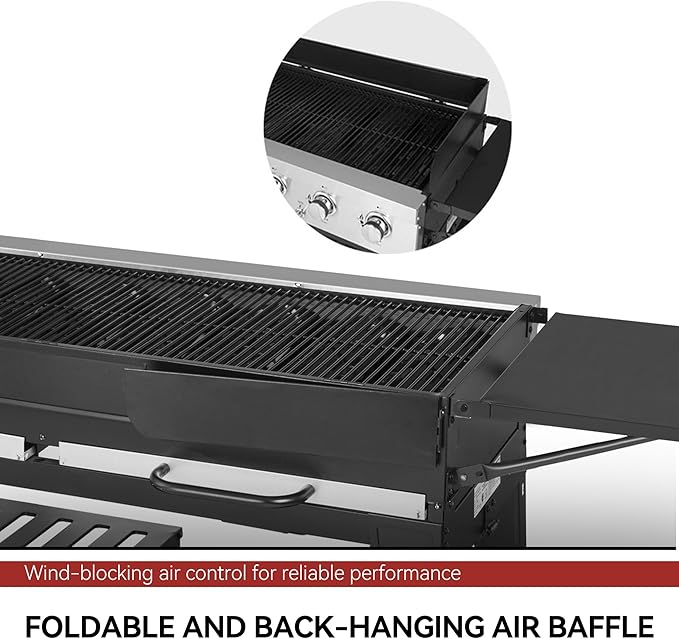 Royal Gourmet 8-Burner Gas Grill, 104,000 BTU Liquid Propane Grill, Independently Controlled Dual Systems, Outdoor Party or Backyard BBQ, Black