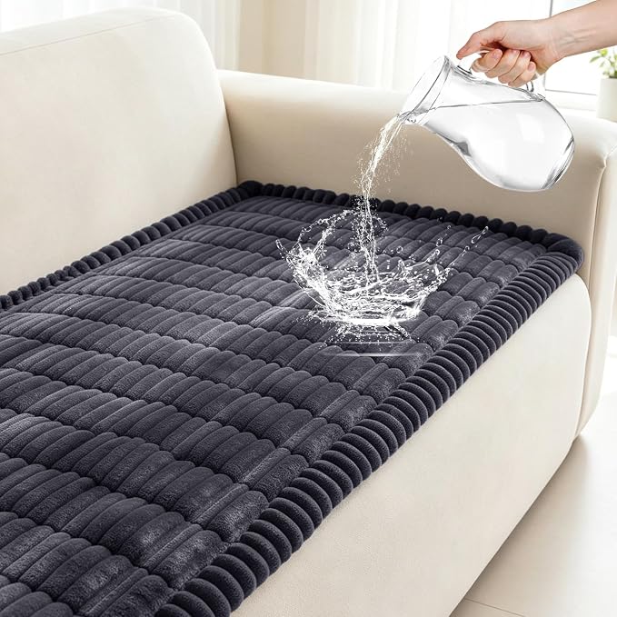 Leakproof Couch Cover for Dogs, Non Slip Washable Sofa Protector | Stain-Resistant Window Seat Cushions Chair Mat Car Seat Cover for Kids Pets (DarkGray 27.6" x 59")