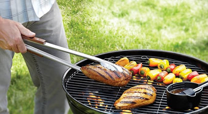 Outset QB22 Locking Stainless Steel Grill Tongs Extra Long 22", Rosewood Handles