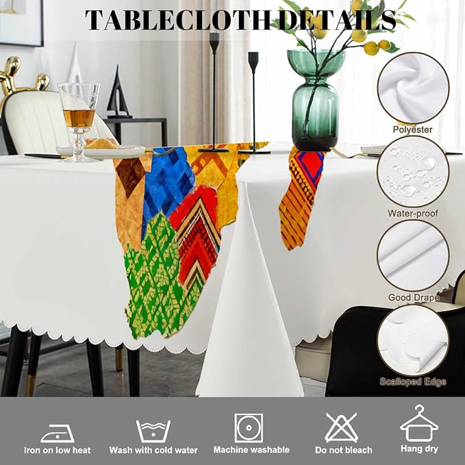 Swono Africa Map Tablecloths Vintage Africa Map with Countries Kitchen Dinning Table Cloth Tabletop Decoration, Polyester Table Cover for Indoor Outdoor 50x72 Inch Tablecloth
