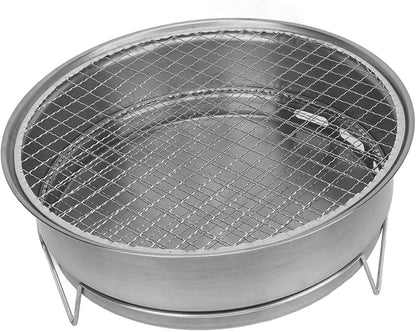 Quick Heating Charcoal Stove, Small Portable Round Barbecue Grill, Iron Cooking Bar with Ample Grilling Area, Outdoor Barbecue Stove for Hiking Traval Picnic Camping