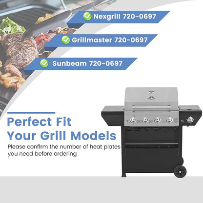 Criditpid Grill Replacement Parts for Grillmaster 720-0697, 7200697, Nexgrill 720-0697 Models, Grill Heat Plate Shields and Burner Tubes Replacement for Grill Master 720-0697 4 Burner Gas Grill