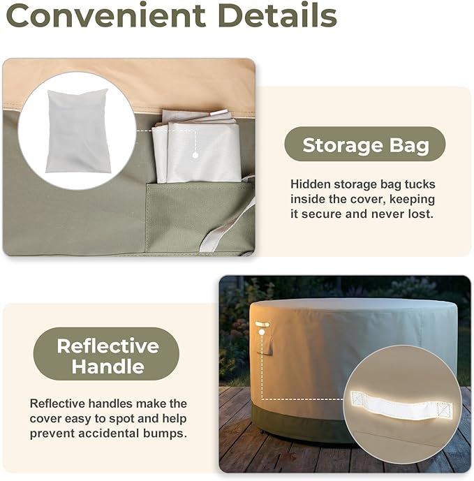 BPS Waterproof Patio Table and Chairs Cover, 600D Anti-UV Outdoor Dining Furniture Set Cover with Air Vent and Storage for Patio Round Sectional Set, 96''Dia x 32''H