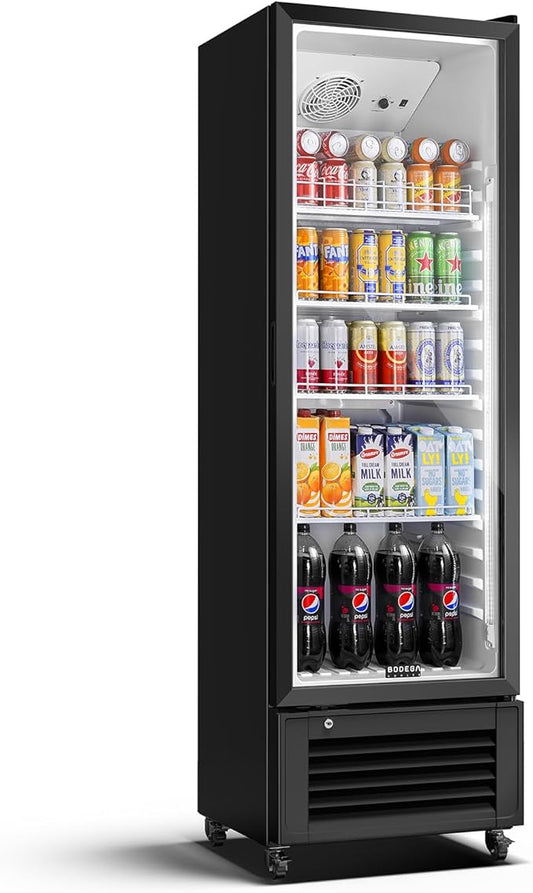 BODEGACOOLER Commercial Beverage Refrigerator and Cooler, 11.5 Cu.Ft Commercial Refrigerators Glass Door Fridge for Bar, drink, Commercial Merchandiser Refrigerator with 312 cans & 192 bottles.