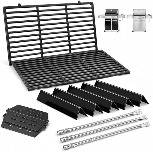 Grill Parts for Weber Genesis 300 (2011-2016 Front Control) Cast Iron Genesis Grill Grates Fits Weber Genesis E310 S310 S320 EP310 EP320 (Front Control) Burner Tubes Flavorizer Bars Heat Deflectors