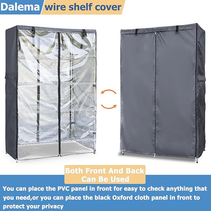 Waterproof Shelf Cover,600D Heavy Duty Dustproof Storage Wire Rack Covers,Outdoor Shelving Covers for Wire Shelves with Zipper 36''x18''x72'',Clear Front.