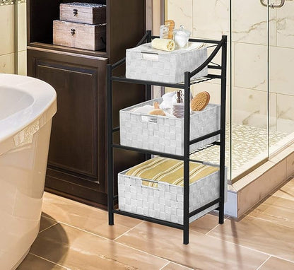 Sorbus Storage Baskets for Organizing (Set of 7), Mesh Hand-Woven Design, Linen Closet Organizers and Storage, Organizer Storage Baskets for Shelves, Variety Pack Organizers and Storage (White)