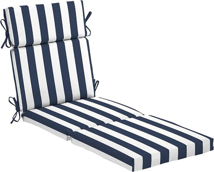 Arden Outdoor Chaise Cushion, 22x77, Blue Cabana Stripe | Lounge Cushion, Rain-Proof, Fade Resistant, Mold and Mildew Resistant