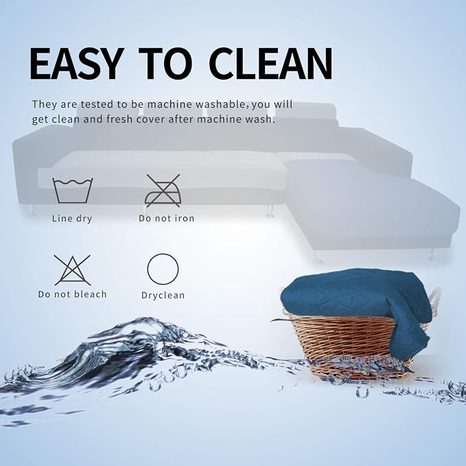 Easy-Going Sectional Couch Covers for Dogs L Shape Sofa Cover Reversible Sofa Slipcover Chaise Lounge Cover Furniture Protector Cover for Pets Dog Cat (42 x 52 inches, Peacock Blue/Peacock Blue) | Soft Sofa Slipcover For Dogs, Fits Left/Right Chaise Lo...