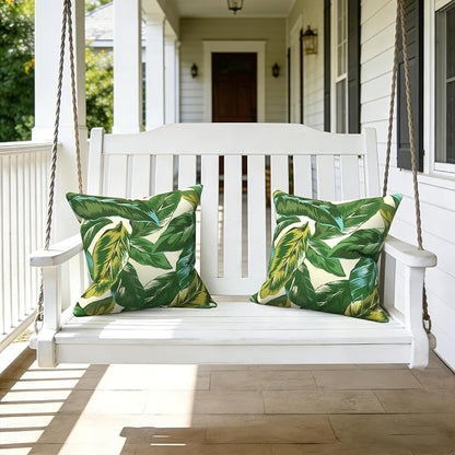 LVTXIII 2 Pack Outdoor Throw Pillow Covers for Patio Furniture, 16x16 Inch Square Pillow Case, Water-Repellent Cushion Covers for Garden, Porch, Sofa, Lush Leaf Jungle