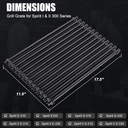 Uniflasy 7525 Grill Grates for Weber Spirit 300 Series E310 E320 (2007–2012) S310 S320 SP330 Genesis Silver Gold Platinum B C 17.4" Cooking Grates Replacement for Weber Parts 7638 76397526 7527 65906