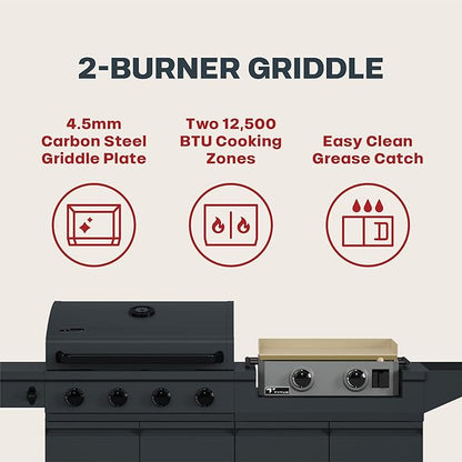 Tytus Anaheim 4-Burner Gas Grill with Prep Cart and Gas Griddle + Cover - Modular Outdoor Kitchen, Quick Assembly, Outdoor Cooking, Kitchen Island for BBQ
