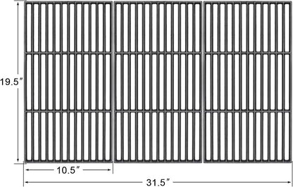 Hisencn Cooking Grates for Home Depot Chargriller 1624 Smokin' Champ Charcoal Grill Horizontal Smoker, Cast Iron Solid Rod Grill Cooking Grid Replacement Parts, 19 1/2 inch, 3 Pack