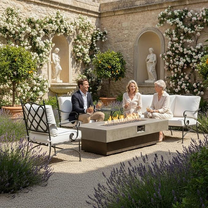 Outdoor Fire Pit Table Propane Gas Fire pits Outdoor Fireplaces 54'' Rectangular Firepit Table, 50,000 BTU Fire Table for Patio Set, Three Options of Assembled Hight, Tank Required to Be Kept Outside.