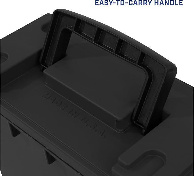 Sheffield Ammo Box Made in USA, Stackable Lockable Ammo Storage Box, Black | 4 Pack Lockable Storage Box, Water & Dust Resistant Dry Box, Secures Hunting Gear, Gun Accessories, Supplies, Bullets