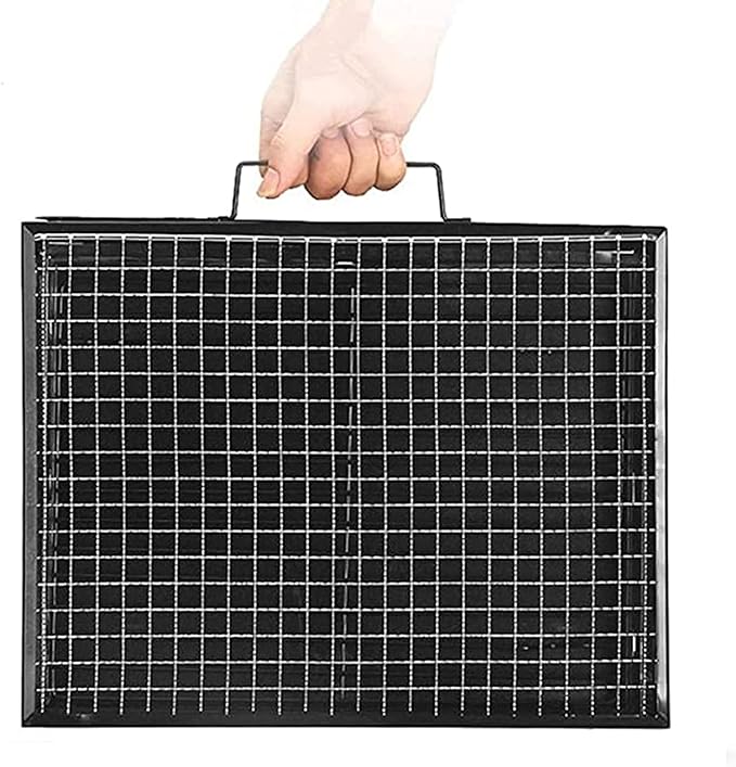 IRYZE Portable Charcoal Grill Charcoal BBQ Grill Stainless Steel BBQ Foldable Portable Outdoor Cooking Camping Hiking Picnic BBQ Grill for Outdoor (Color : Black, Size : 35x27x20cm)
