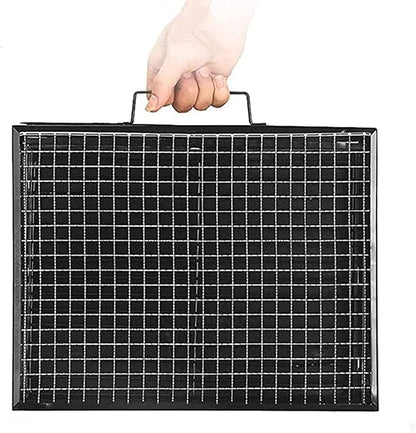 IRYZE Portable Charcoal Grill Charcoal BBQ Grill Stainless Steel BBQ Foldable Portable Outdoor Cooking Camping Hiking Picnic BBQ Grill for Outdoor (Color : Black, Size : 35x27x20cm)