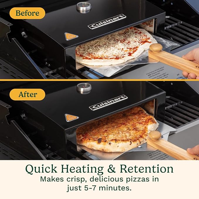 Cuisinart Grill Top Pizza Oven Kit, Portable Make Your Own Pie Set With Pizza Peel and Cordierite Stone, Baking Oven for Backyard Homemade Pizzas, Perfect Pie Accessory