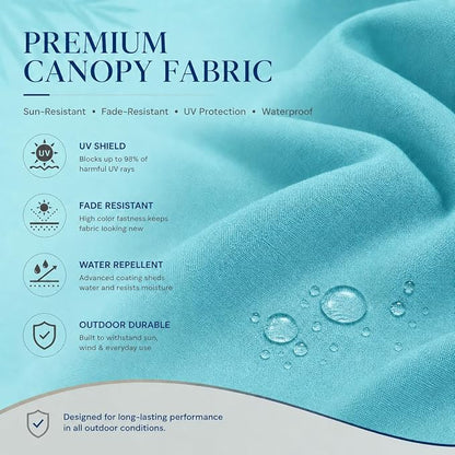 10ft Patio Umbrella, 3-Tier Vented Outdoor Table Umbrella with 8 Sturdy Fiberglass Ribs, Windproof Market Umbrella with Push Button Tilt and Crank, UV Protection for Deck, Pool, Sky Blue