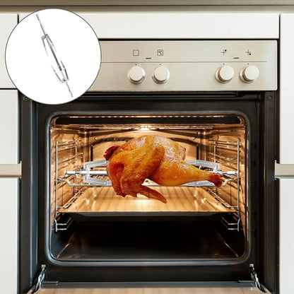 ABOOFAN Stainless Steel Rotisserie Fork for Air Fryer Grill Roasted Chicken Holder with Stable Bracket for Bbq Outdoor Cooking 15.74X1.77X0.98 Inches
