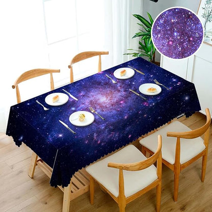 Swono Galaxy Space Tablecloth Blue Galaxy Constellation Universe Space Decorative Table Cover for Kitchen, Party Banquet and Holiday Tablecloth, 52x70 Inch(4-6 Seats)