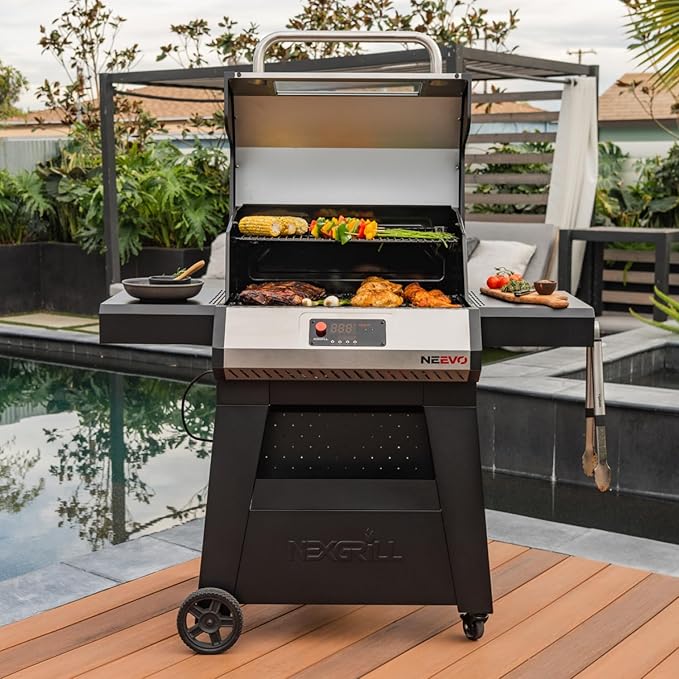 Neevo Smart Propane Grill 44,000 BTU, 2-Burner Outdoor BBQ, Electronic Control, 714 Sq In Cooking Space, Cast Iron Grates, App Connected – 720-1054
