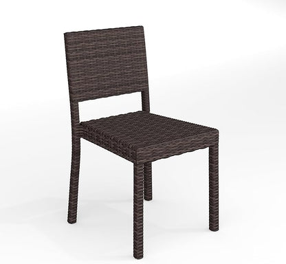 Martha Stewart Bedford Indoor-Outdoor Stackable Patio Chair with Rattan Wicker Finish in Brown