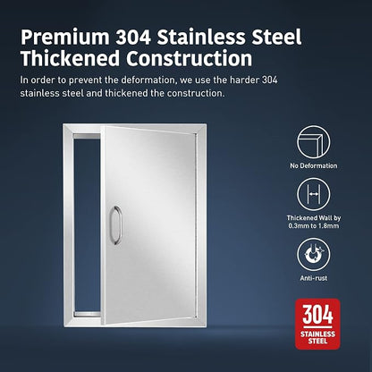 Anfrere 17" W x 24" H Outdoor Kitchen Door, Premium 304 Stainless Steel | Single BBQ Panel Access Door for Outside Kitchen Commercial Grilling Station, Oven, Storage Cabinet