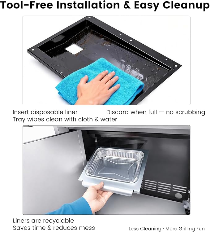 69804 Grease Tray & 67047 Catch Pan for Weber Spirit 300 Series Gas Grills, Front-Control: E/S-310 · 320 · 330, Drip Tray with 10 Pack Aluminum Foil Liner, Replace Weber 69804 67047