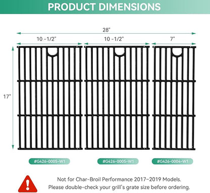 463448021 463449021 17" Grill Grates BBQ Replacement Parts for Charbroil Performance 5 Burner 463466522 463451022 463450022 463455021, Cast Iron Cooking Grate for Char Broil G426-0004-W1 G426-0005-W1