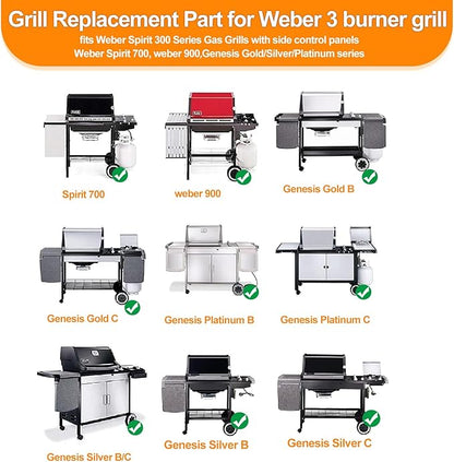 SafBbcue Grill Parts Kits for Weber Spirit 300 700 900 Genesis Silver/Gold B/C Gas Grills,7536 Flavorizer Bars&65945 Burner Tube& 7508 Igniter for Weber Spirit Genesis E310 with Side Mounted Control