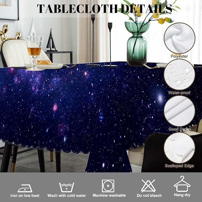 Swono Galaxy Space Tablecloth Blue Galaxy Constellation Universe Space Decorative Table Cover for Kitchen, Party Banquet and Holiday Tablecloth, 52x70 Inch(4-6 Seats)
