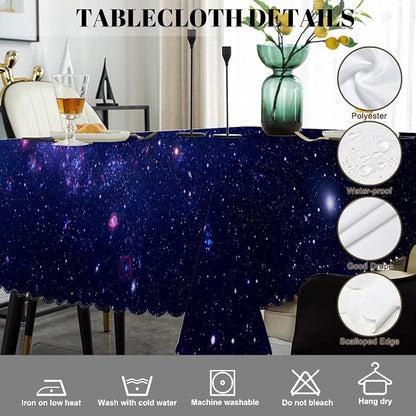 Swono Galaxy Space Tablecloth Blue Galaxy Constellation Universe Space Decorative Table Cover for Kitchen, Party Banquet and Holiday Tablecloth, 52x70 Inch(4-6 Seats)