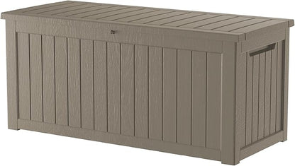200 Gallon Outdoor Storage Box Patio Deck Box Waterproof, Resin Lockable Outside Large Storage Bin for Pool Cushion Furniture, Garden Tools UV-Resistant, Grey