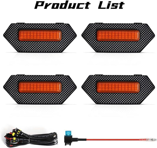 Amber LED Grille Lights for Tacoma TRD Pro/Trailhunter 2024 2025, 4Pcs Front Grill Light Kit with Wire Harness and Fuse