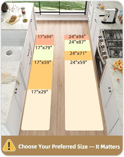 Color&Geometry Anti Fatigue Cushion Kitchen Mat for Floor -24"x71",Wide,Easy Clean, Water & Oil Proof, Anti Slip, Foam Rubber Runner Rug for Front Sink Comfort Standing,Brown