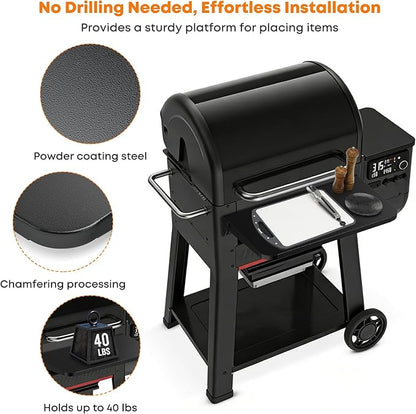 Stanbroil Folding Front Shelf for Weber Searwood 600 Pellet Grill, Grill Accessories to Add Work Space, Food Prep and Storage, 22.7" L X 12" W