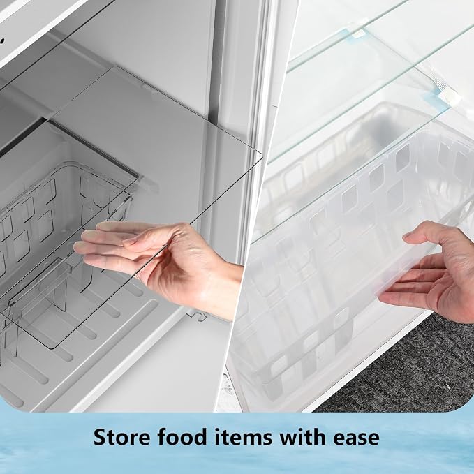 Electactic 4.5 Cu.Ft Mini Fridge with Freezer, 2-Door Compact Refrigerator With 2 Removable Shelves, 3 Level Adjustable Thermostat, Quiet Efficient for Kitchen, Office, Dorm, Apartment-Premium Grey