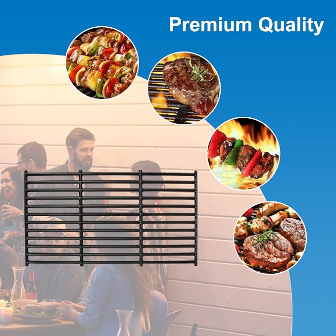 Cast Iron Grill Grates for Char-Griller 1733 Smokin' Champ | Charcoal Grill Horizontal Smoker Grates,Cooking Grate Replacement Parts for Chargriller 1624 2735 1722 Set of 3