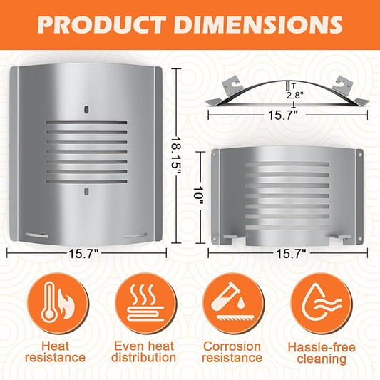 Flame Broiler Kit for Pit Boss Platinum KC Combo Charleston 1020 Pellet Smoker Grills Heat Deflector Diffuser for PB1285KC PB1020NX, Includes 60355 Flame Broiler Main Plate and 31141 Slide Cover