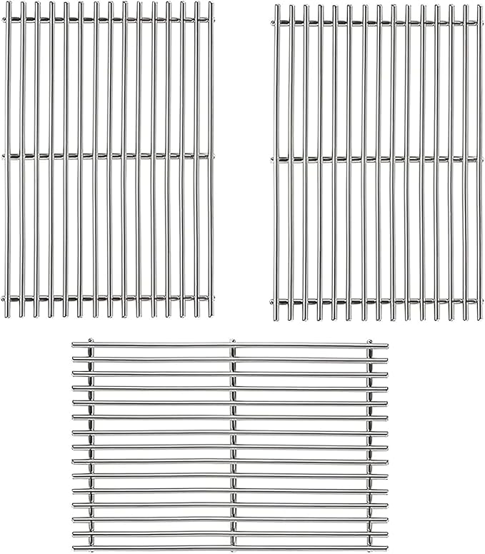 Hongso 18 7/8 inch SUS304 Stainless Steel Grill Grates 66089 for Weber Genesis II 400 Series E & S 410 415 435 SE 410, II LX E440 S440 and Genesis 2 GS4 Gas Grill, Replacements Parts for 66097