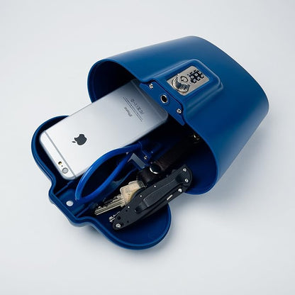 SAFEGO Portable Indoor/Outdoor Lock Box Safe with Key and Combination Access (Blue)
