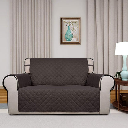 PureFit Reversible Quilted Couch Covers for Dogs Loveseat Sofa Cover 46.5” | Chocolate/Beige, Water Resistant Couch Protector, Washable Pet Couch Cover with Non Slip and Elastic Straps For Kids