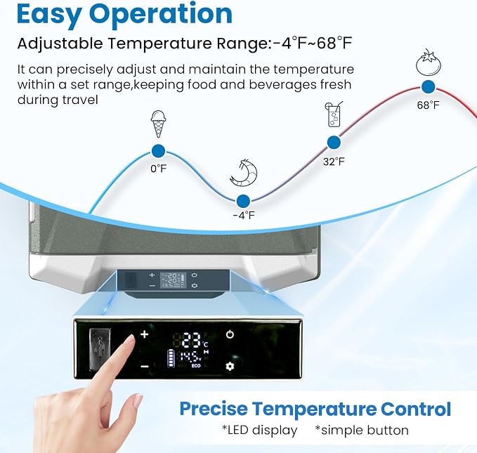 Alpicool Car Refrigerator 12 Volt Refrigerator 46 Quart Portable Freezer 12V Car Fridge Portable Fridge Freezer 12/24V DC 110~240 Volt AC for Truck RV Camper SUV Electric Cooler for Camping -4℉-68℉