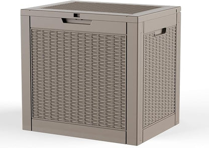 Pepe Tee 30 Gallon Deck Box, Waterproof Resin Outdoor Storage Box with Lid, All-Weather Garden Tool Organizer, Charcoal